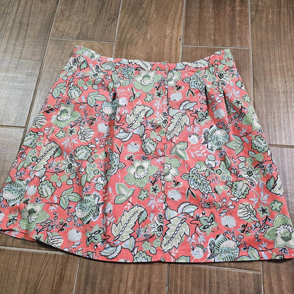 Liz Claiborne Coral Floral A-Line Skirt